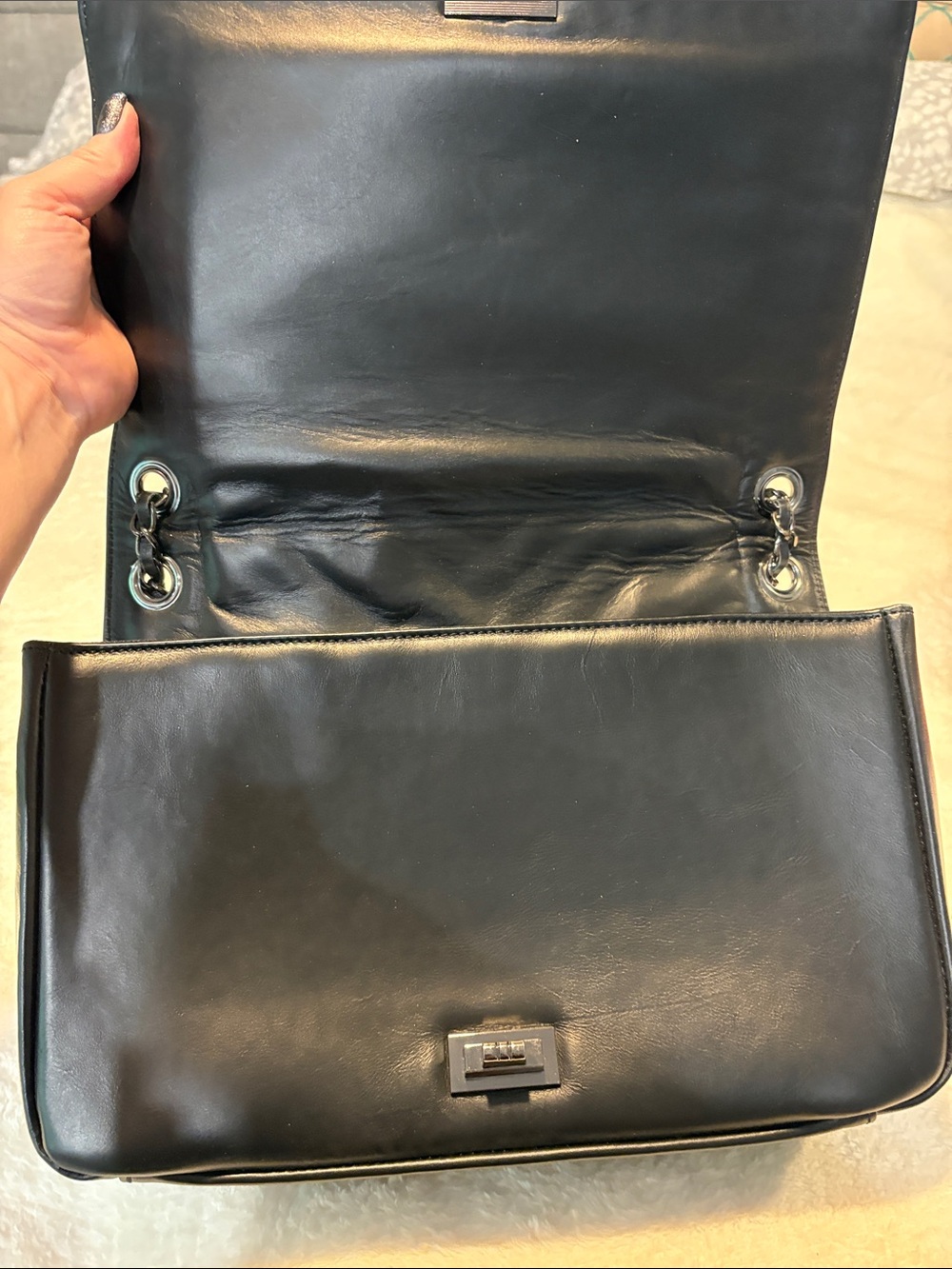 Black leather Studded Quilted Crossbody Bag - Designer - Picture 7 of 10